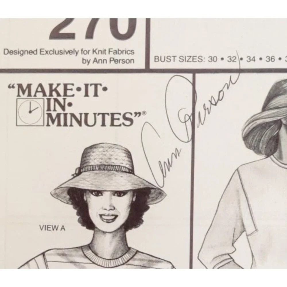 1983 Stretch & Sew Pattern #270 Autographed by 